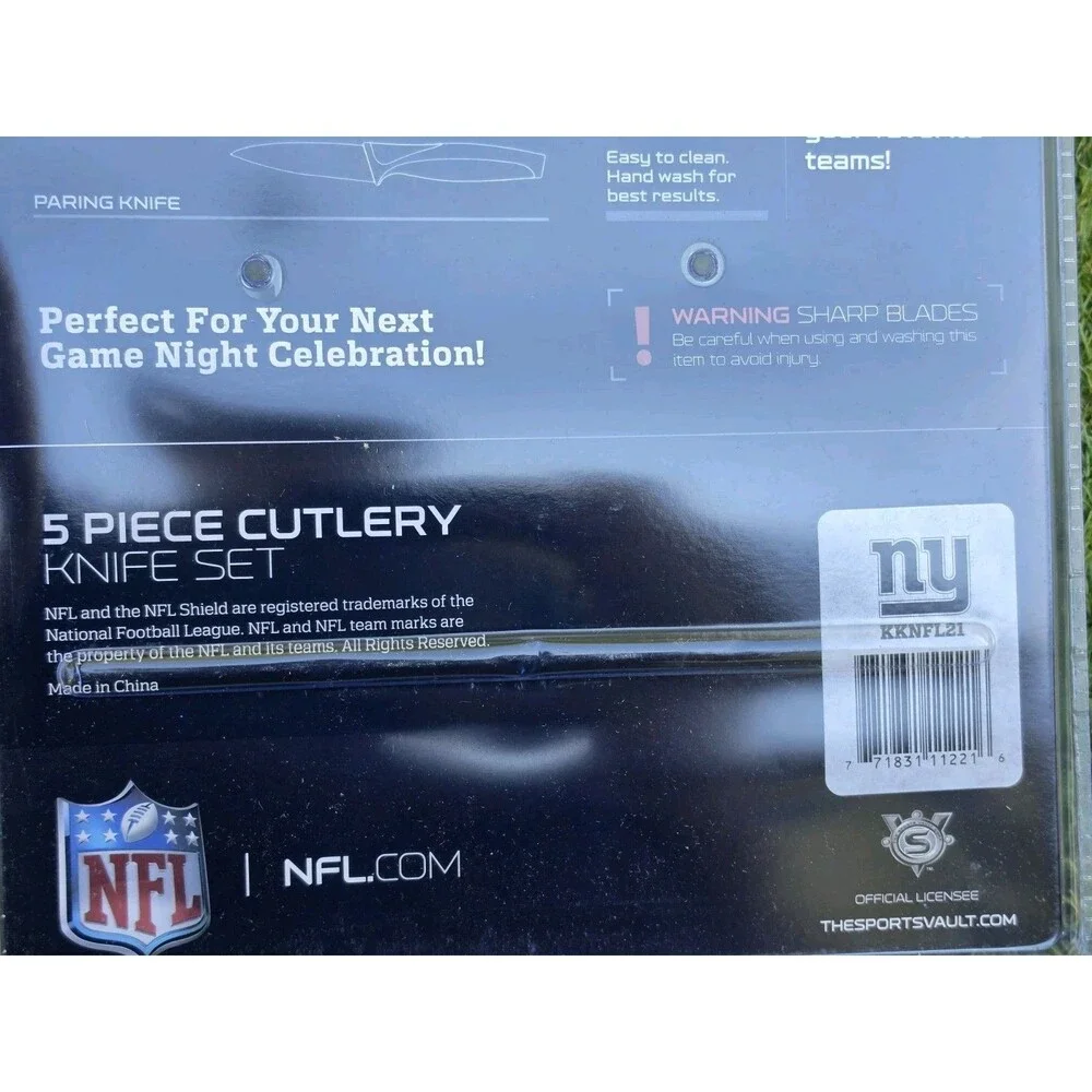 NFL NY Giants 5pc Stainless Steel Non-Stick Knife Set New Tailgating Mancave